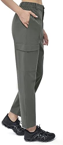 מכנסי טיול חיצוניים של מלו לנשים - מכנסיים אתלטי יבש מהיר כיסי מטען כיסי דיג עמידים במים נסיעות גולף