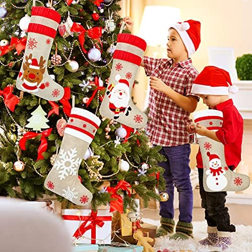 סט גרבי חג המולד של QPout סט של 4, קישוט חג המולד של חג המולד בהתאמה אישית קישוט חג המולד קלטת גרביים תלויות