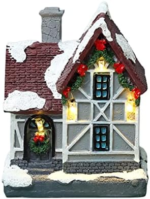 בית כפר חג המולד עם אורות, סצנת חג המולד המופעלת על סוללה בית כפר, הדלקת שרף חג המולד מבנים אספנות לחג המולד קישוטים לחג
