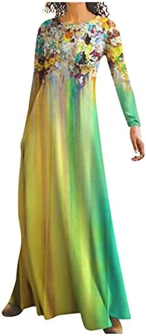 Lcziwo הדפס פרחוני לנשים מקסי שמלת שמלה צבע בלוק צבע שמלות ארוכות