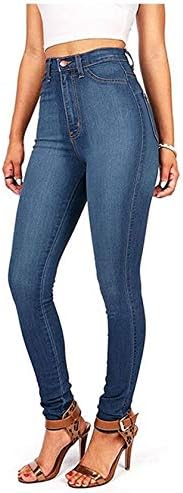 Andongnywell Super מותניים גבוהים מכנסי ג'ינס רזים נמתחים