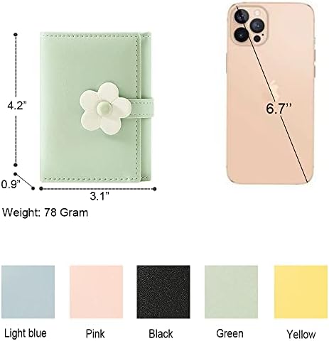אופנה קטן חמוד טריפולד ארנק דק ארנק מזהה / תמונה חלון כרטיס בעל עם 3 ד פרח דפוס אבזם עבור נשים בנות