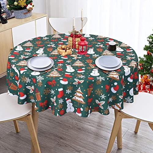קרומיו עגול מפת שולחן חג המולד רחיץ קטיפה שולחן בד 70 אינץ דקורטיבי שולחן כיסוי שלג עגול שולחן כיסוי מחצלת עבור מסיבת אוכל