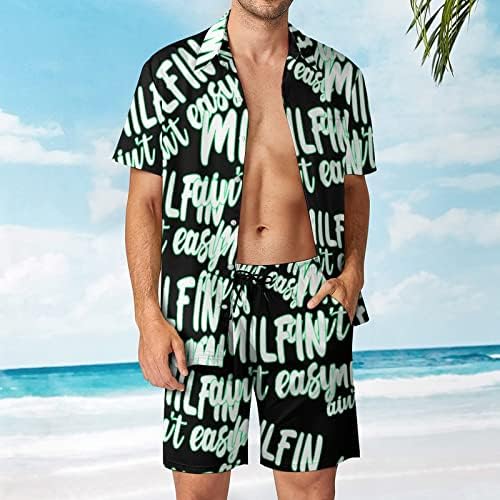 Milf'n Ain't Easy's Heal's 2 חלקים תלבושות חוף כפתור הוואי למטה חולצה עם שרוול קצר וחליפות מכנסיים קצרים