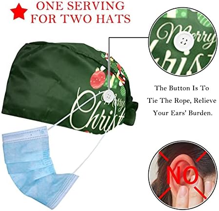 עץ חג המולד חג המולד קישוט רקע כובע עבודה עם כפתורים וכובע אחורי עניבה מתכווננת של רצועת זיעה לנשים