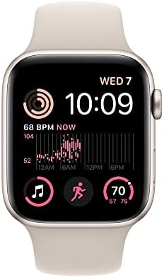 Apple Watch SE GPS + Cellular 44 ממ מארז אלומיניום Starlight עם Starlight Band - S/M עם AppleCare +