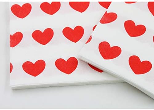 Pretyzoom 40 יח 'מפיות ליום האהבה אדום אהבה מפיות מודפסות מפיות מפלגת חתונה דקורטיבית ארוחת ערב רקמות מפיות נייר