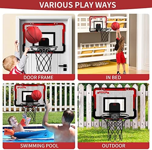 חישוק כדורסל מקורה לילדים, חישוקי כדורסל מיני, חישוק מיני עם לוח תוצאות אלקטרוני ו -2 כדורים, צעצועי כדורסל