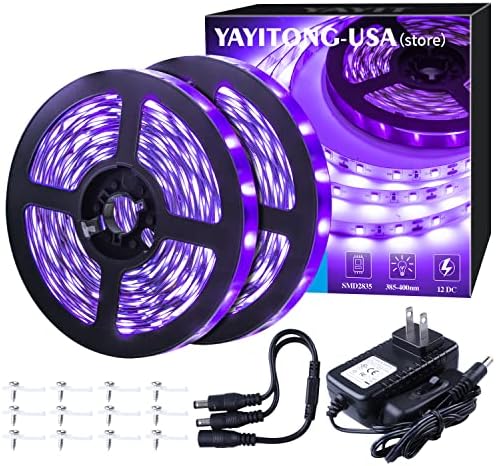 Yayit 40 רגל LED ערכת רצועת אור שחורה + 72W LED ערכת רצועות אור שחור עם כבלים 9ft