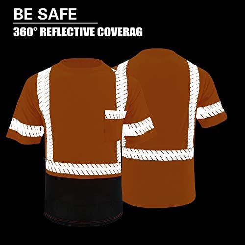 חולצות בטיחות Lovposnty Ansi Class 3 HI Vis חולצות עם רצועות רפלקטיביות, חולצות בנייה תחתון שחור לגברים