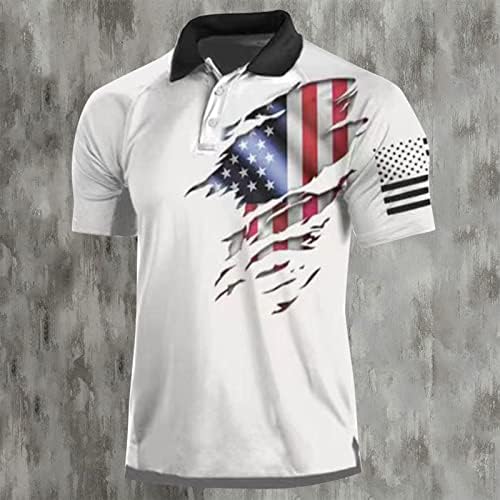 חולצות פולו דגל אמריקאי לגברים 4 ביולי חולצות טריקו פטריוטיות בקיץ שרוולים קצרים מזדמנים