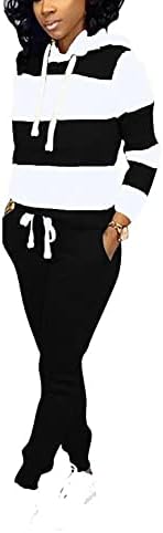 בוגרסט נשים של 2 חתיכה תלבושות ארוך שרוול מזדמן בסוודרים הסווטשרט מזדמן ספורט מכנסיים עם כיס
