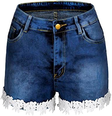 מכנסיים קצרים לנשים ג'ינס נמתח ג'ין מכנסי נשים רזים של נשים היו תחרה דקה של גמישות עם מכנסיים קצרים של ג'ינס רוכסן