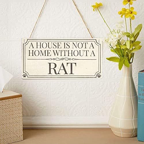 בית הוא לא בית ללא שלט מתנה לאביזר עכברוש ביתי, עיצוב קיר רטרו מצחיק שלט קיר תלוי לבית, 10 אינץ 'של 10 x5