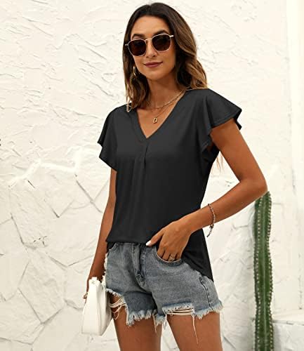 נשים של קיץ חולצות לפרוע שרוול צווארון טוניקת חולצות עסקים מקרית זורם חולצות לנשים