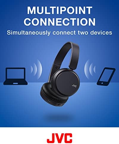 JVC Deep Bass אוזניות אלחוטיות, Bluetooth 5.2, EQ מובנה, חיבור רב-נקודות, תואם עוזר קול, חיי סוללה של 35 שעות-HAS36WB