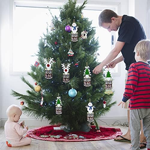 מחזיק כספי עץ ייחודי לחג המולד למתנה במזומן, מחזיק כספי מעץ בעבודת יד עץ חג המולד, איילים, איש שלג עם 10 חורים להניח כסף,