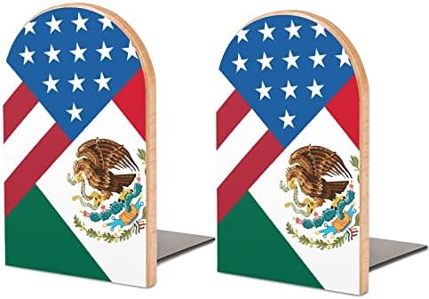 אמריקאי מקסיקני דגל מודפס ספר סוף עץ תומכי ספרים 1 זוג עבור מדפים כבד ספר סטנד 5 איקס 3 אינץ