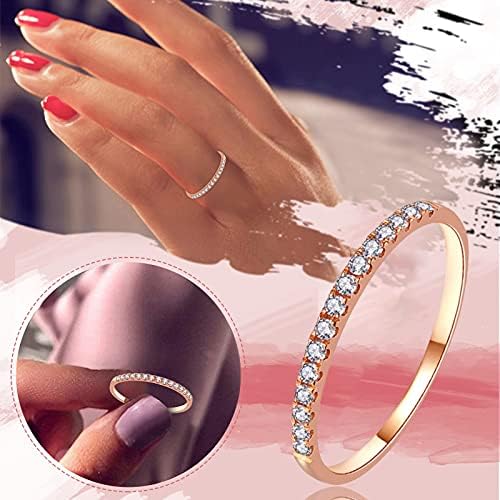 סט טבעת לנשים טבעות זהב תכשיטים לחתונה טבעת טבעת סגסוגת 5-11 טבעות גודל אצבעות ריינסטון