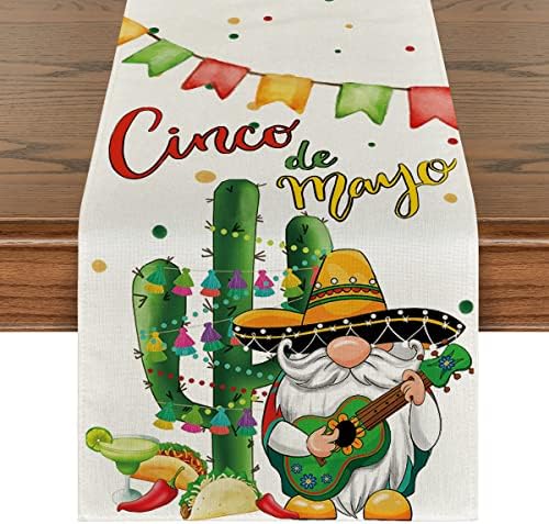 מצב Artoid Cinco de Mayo Cactus gnome placemats סט של 4, מחצלות שולחן מקסיקניות בגודל 12x18 אינץ