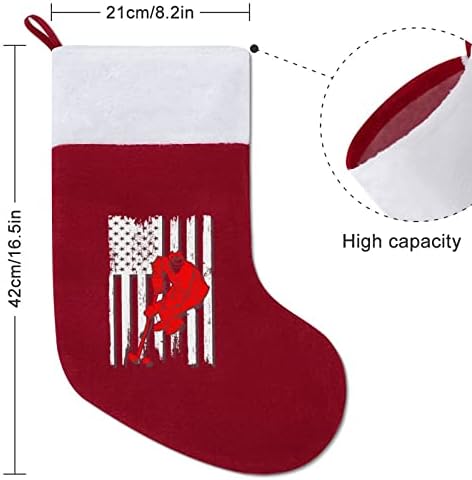 גרבי גרב גרבי חג המולד של הוקי דגל אמריקאי עם אח קטיפה תלויים לעיצוב עץ חג המולד