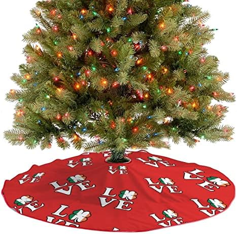 אהבה תלתן עלים אירי חצאית עץ חג המולד רכה קטיפה אדומה מכוסה למסיבת חג המולד קישוטים חגיגיים מקורה בחוץ