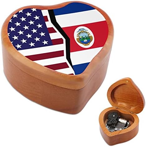 דגל אמריקאי וקוסטה ריקה שעון שעון קופסת מוסיקה וינטג