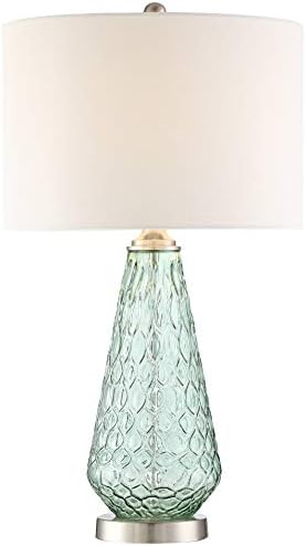 360 תאורה ג'וליה מנורת שולחן חוף מודרני 26 1/2 גבוה עם שולחן דימר יותר קצף ים זכוכית ירוקה מזכוכית מבד לבן