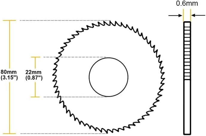 גלגל חיתוך עגול להב מסור 2 יחידות 80 ממ 72 ט 0.5 0.6 0.7 0.8 0.9 1.0 1.1 1.2 1.3 1.4 מ מ עבה 22 מ מ ארבור