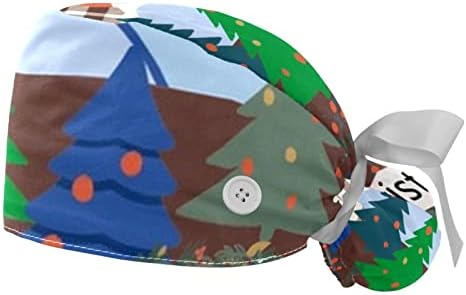 2 יח 'כובע קרצוף עץ חג המולד עם כפתור קוקו כפתור כפתור כפתור כפתור כירורגי יוניסקס מתכוונן, רב צבע