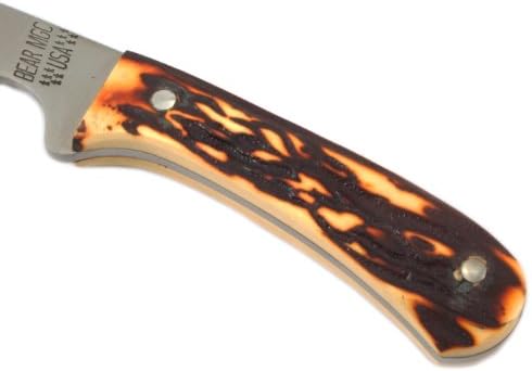 פורני 65051 דוב ובנו סכו ם צבי דרלין דק סקינר סכין עם עור נדן, 6-1 / 2-אינץ, חום עץ