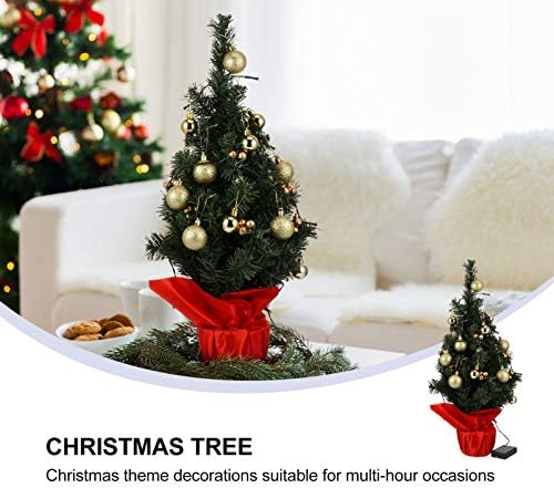 Soimiss Mini Light Up Chriatmas עץ עם גלודן חג המולד בול פירות יער מוארים קישוט עץ חג המולד מלאכותי.