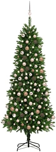 עץ חג מולד מלאכותי עם נוריות LED וכדורים, עץ חג מולד מלאכותי, קישוטים לחג חג המולד, עץ חג המולד מיני, קישוטים מקורה, עצי