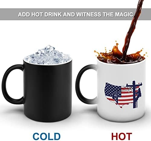 אמריקאי קו יצירתי שינוי צבע קרמיקה קפה כוס חום שינוי ספל מצחיק עבור בית משרד