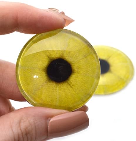 פרוסת לימון עיניים זכוכית - קבורוכונים בגודל כחול וחום לתליון להכנת תכשיטים עטופים תכשיטים דמויי פו או פסלים