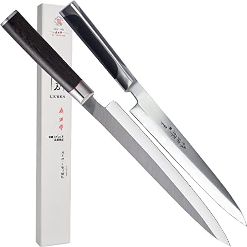 סכין סושי צ 'וירן סכין סשימי-9.5 אינץ 'ו-12 אינץ', ידית נירוסטה וידית עץ וונגה