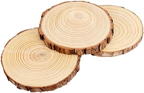 10 יחידות 6.3-7 אינץ טבעי אורן עץ פרוסות, 0.6 אינץ עבה גמור עץ דיסקים עבור פסטיבל קישוטים, חתונה קישוט, עשה