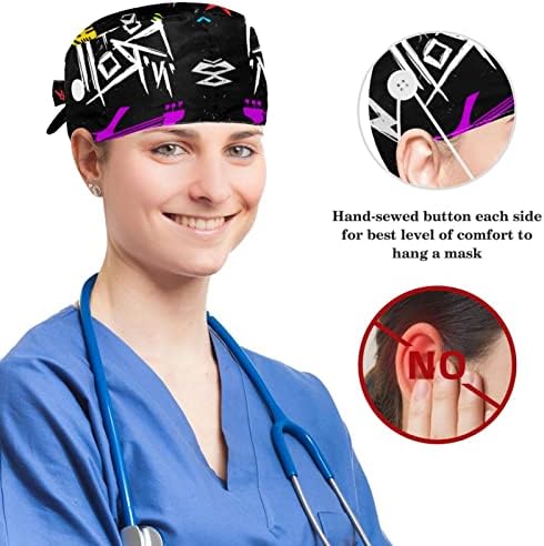 רפואי עבודה כובעים עם כפתורים, כותנה סרט זיעת נפוחה עניבת חזרה כובע לב בצורת בלונים