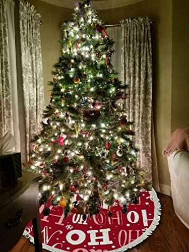 Xollar 48 אינץ 'גדול חצאית עץ חג המולד Mat Ho Ho חג המולד מצחיק, קישוטי עץ חג המולד לחג מסיבת חורף שנה חדשה עם גדילים