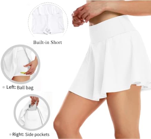 חצאית טניס לנשים Vutru עם כיסים עד 50+ מותניים גבוהים קירור קירור קירור גולף סורטס לאימון ריצה