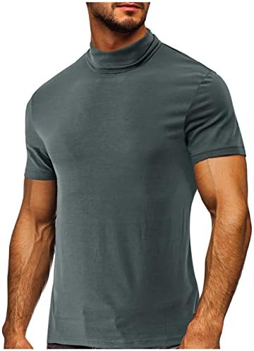גברים גבוהה צווארון תחתית גברים של קצר שרוולים אופנה מזדמן מוצק צבע חולצות חולצות לגברים