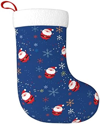 Ndzhzzeo פתיתי שלג כחולים גרבי חג מולד דפוס מותאם אישית של גרבי חג המולד משפחתית קישוט תלייה של גרבי מתנה לסנטה לבית