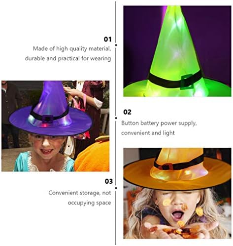 טויאנדונה קוספליי אביזרי 6 יחידות ליל כל הקדושים קישוטי מכשפה כובע אורות משונן דקור זוהר מכשפה כובע דקור ליל כל