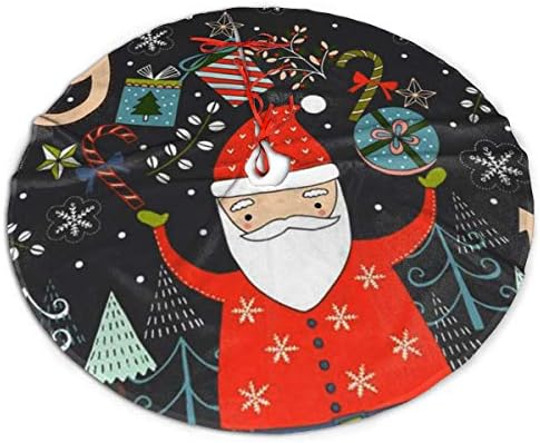 Lveshop Santa Claus עץ חג המולד חצאית יוקרה עגול מקורה מחצלת חיצונית כפרית עץ חג המולד קישוטי חג （30 /36 /48 שלושה גדלים