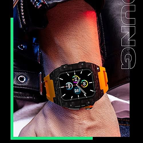 סט רצועת סיבי פחמן יוקרתית של Kanuz סט רצועת Apple Watch 8 7 45 ממ 6 5 4 SE 44 ממ פס גומי ערכת שינוי DIY עבור IWatch