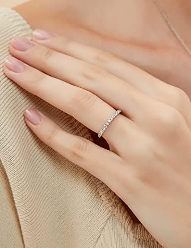 אמטי 2 ממ 925 טבעת נישואין מכסף מעוקב זירקוניה חצי נצח טבעת אירוסין הניתנת לגיבוב גודל 3-13