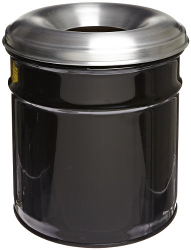 JUSTRITE 26604K הפסקת אש פסולת נייר פסולת פסולת עם ראש אלומיניום, קיבולת 4.5 ליטר, 12-1/8 OD x 14-1/4 גובה, שחור