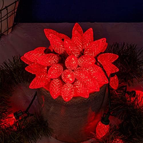 Funpeny 50 LED אדום חג המולד C9 אורות + 2 חבילה 33ft 150 ספירת אורות מיתרים מיני ליבון לחג המולד