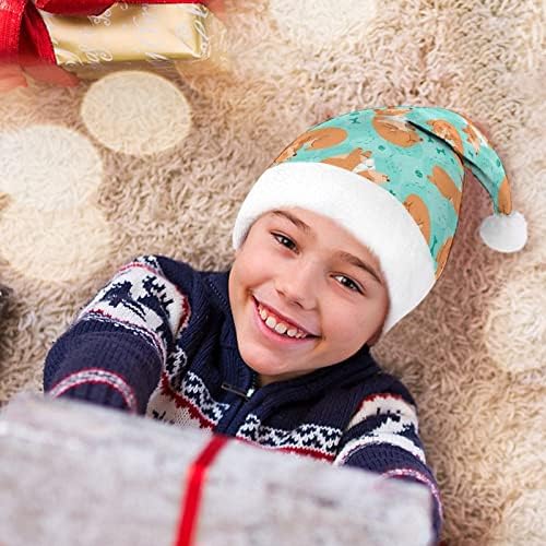 שינה קורגי קטיפה חג המולד כובע שובב ונחמד סנטה כובעי עם קטיפה ברים ונוחות אוניית חג המולד קישוט
