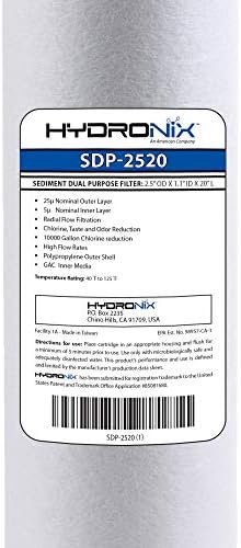 Hydronix HX-SDP-2520/3 מטרה כפולה של מחסנית זרימה רדיאלית משקעים ופחמן, RFC-20 RFC20 השוואה בין 2.5 x 20, לבן